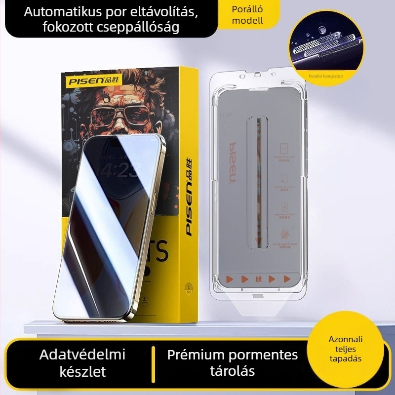 Pinsheng edzett üvegből készült előlapi védőfólia iPhone 16 Pro Max, 15, 14 — HD magánéletvédelem, teljes kijelző