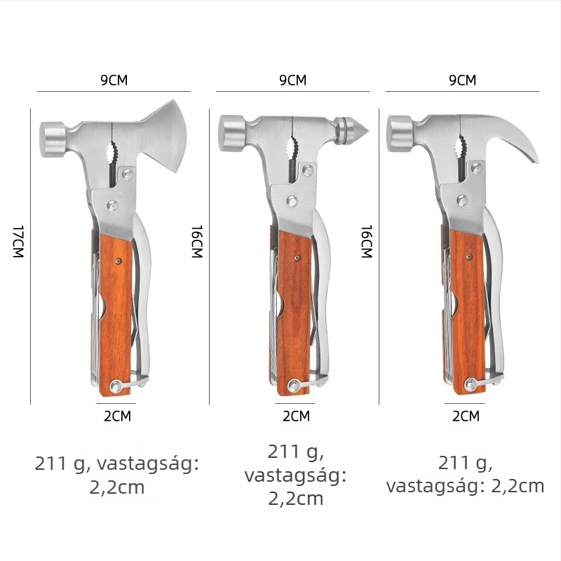 Autómentő vészkalapács – rozsdamentes acél, Rongshan, 0,4 kg