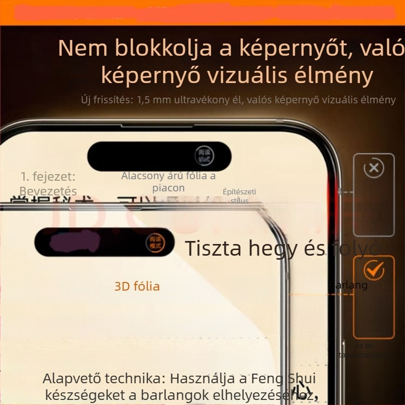 iPhone 13–17 sorozathoz tervezett edzett üveg kijelzővédő, 3D hajlított él, elülső HD magánéletvédelmet nyújtó