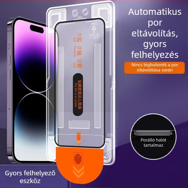 iPhone 16 Pro Maxhoz privát képernyővédő — teljes lefedettség, edzett üveg, kékfény-szűrő, ütésálló