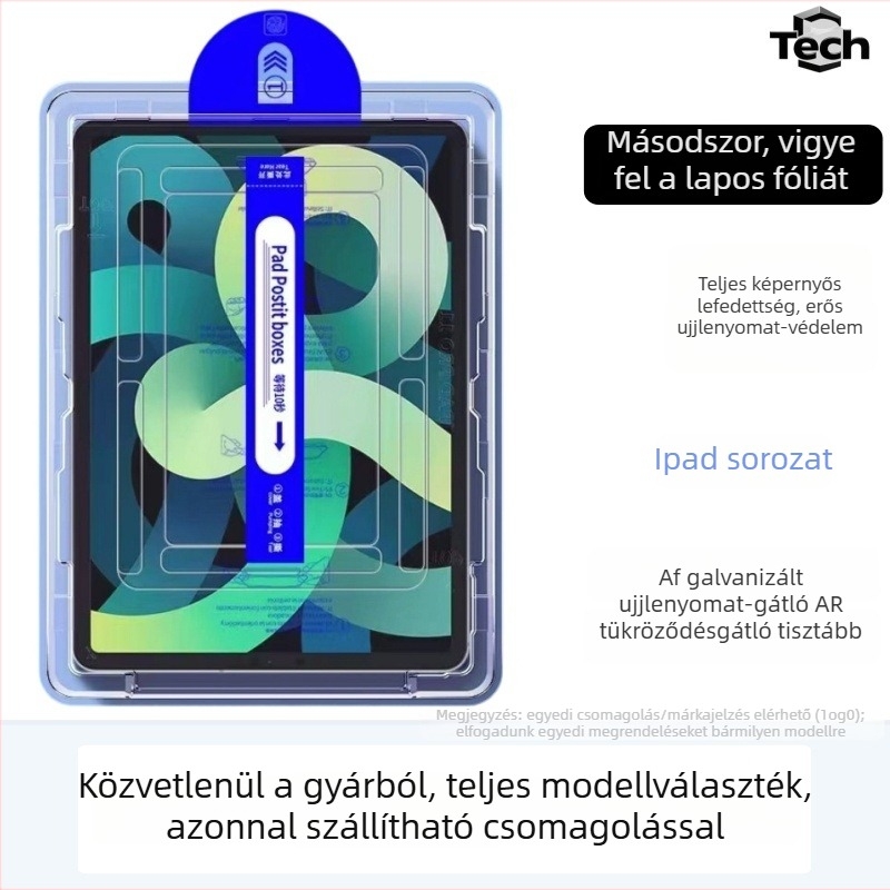 Edzett üveg előlapi képernyővédő 11 hüvelykes iPad Air 2025-höz, antibakteriális, ujjlenyomat-mentes, teljes képernyőfedés, por eltávolító matrica
