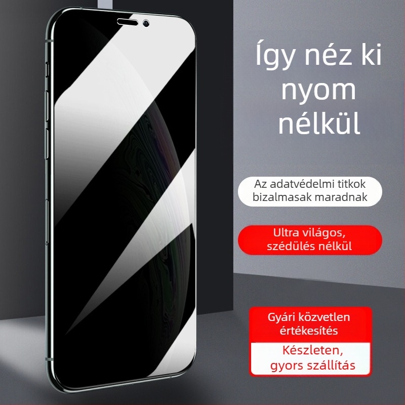 Üvegből készült előlapvédő fólia Apple iPhone XS Max XR-hez – HD, ujjlenyomat-mentes, magánéletvédelmi, ütésálló