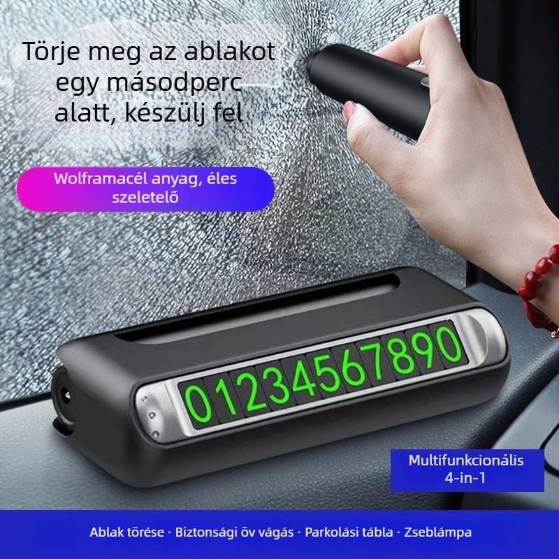 Autómentő vészhelyzeti kalapács, üveg feltörésére, ABS műanyag, 150 g, Tongtong optimization