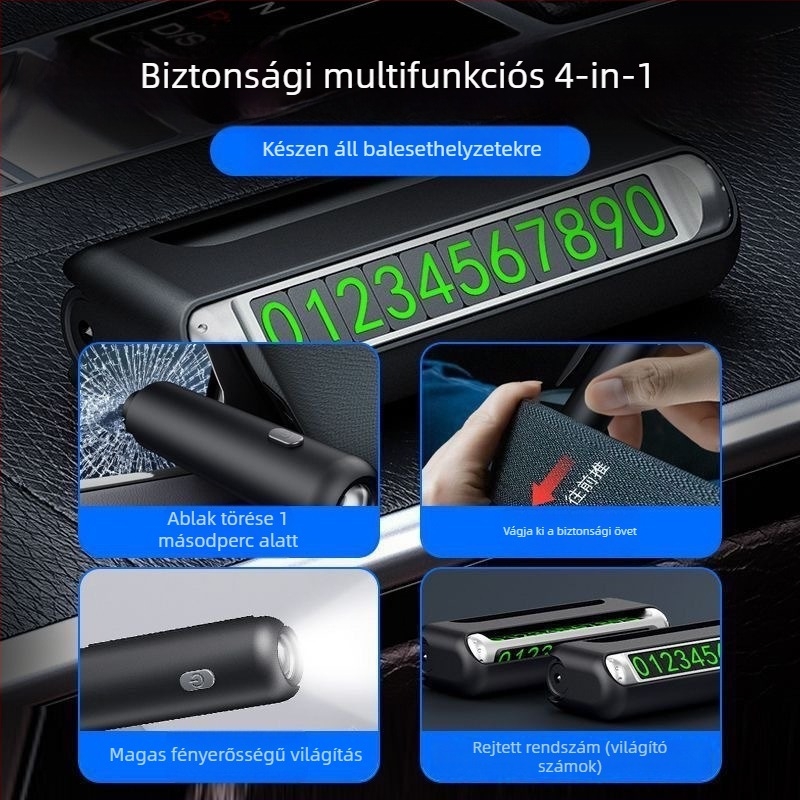 Autómentő vészhelyzeti kalapács, üveg feltörésére, ABS műanyag, 150 g, Tongtong optimization