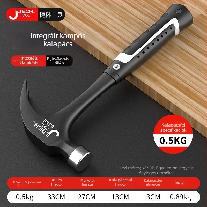 Jieke All-in-One karmantyúkalapács háztartási használatra – fej: magas széntartalmú acélból, nyél: műanyag, 0,6 kg