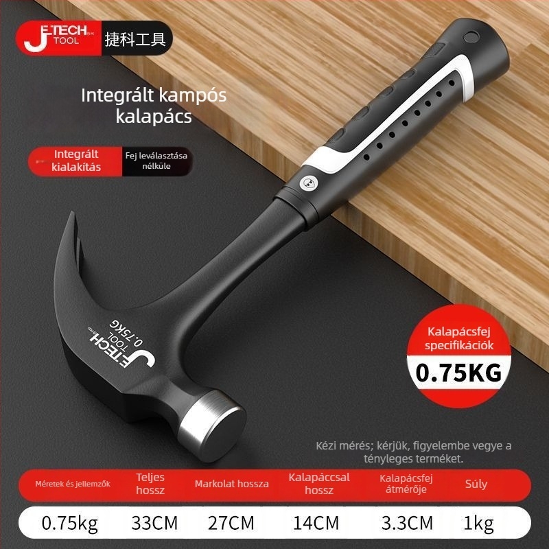 Jieke All-in-One karmantyúkalapács háztartási használatra – fej: magas széntartalmú acélból, nyél: műanyag, 0,6 kg