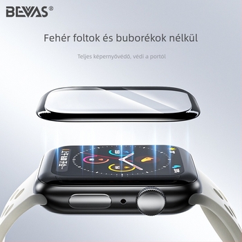 Bevas Apple Watch kijelzővédő fólia, PET anyag, Kompatibilis az Apple Watch-cal (Márka: Bevas; Anyag: PET; Kompatibilitás: Apple Watch)