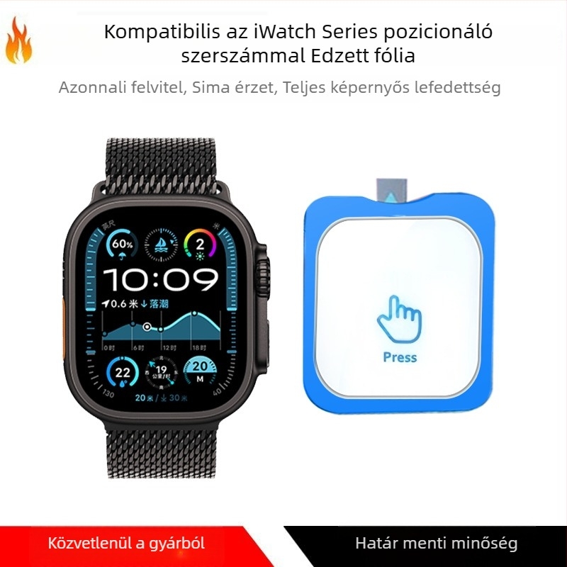 Apple Watch Ultra 49mmhez készült edzett üveg kijelzővédő, pontos illesztés, HD