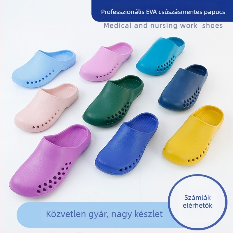 Műtői papucs EVA felső, EVA belső, csúszásmentes gumitalp, talp technológia: injektált öntés