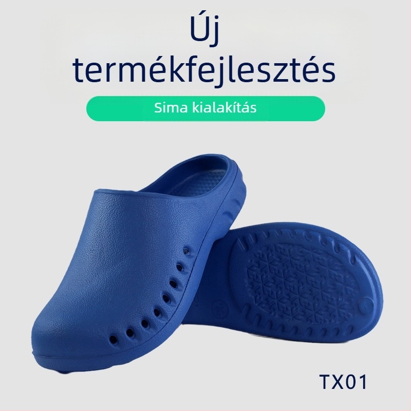 Műtői papucs EVA felső, EVA belső, csúszásmentes gumitalp, talp technológia: injektált öntés