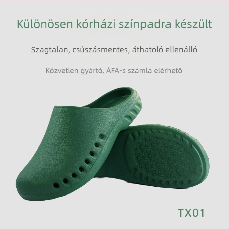 Műtői papucs EVA felső, EVA belső, csúszásmentes gumitalp, talp technológia: injektált öntés