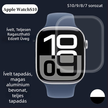 Apple Watch S10-hez edzett üveg kijelzővédő, ívelt felület, teljes ragasztóval