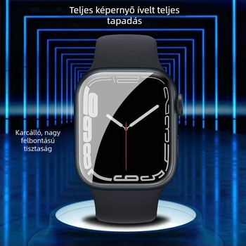 Apple Watch S10-hez edzett üveg kijelzővédő, ívelt felület, teljes ragasztóval