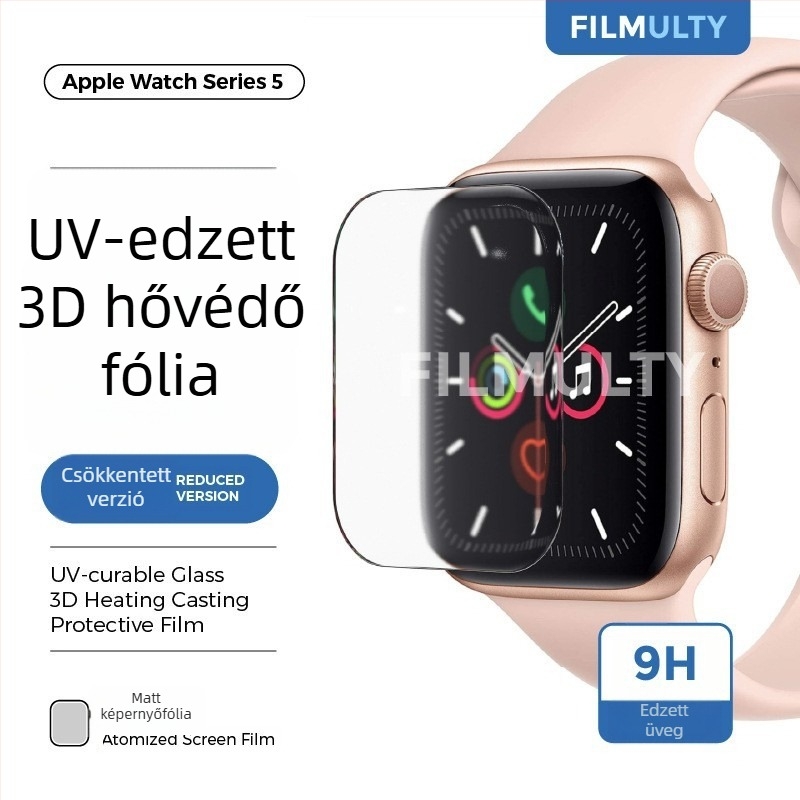 Apple Watch S10 edzett üveg kijelzővédő, ívelt felület, elülső fólia, HD, porálló, ütésálló