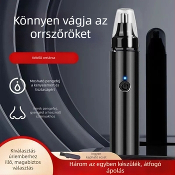 Orrszőrzet-trimmer, műanyag test, hálózati tápegység, nem mosható, akkumulátor nélkül