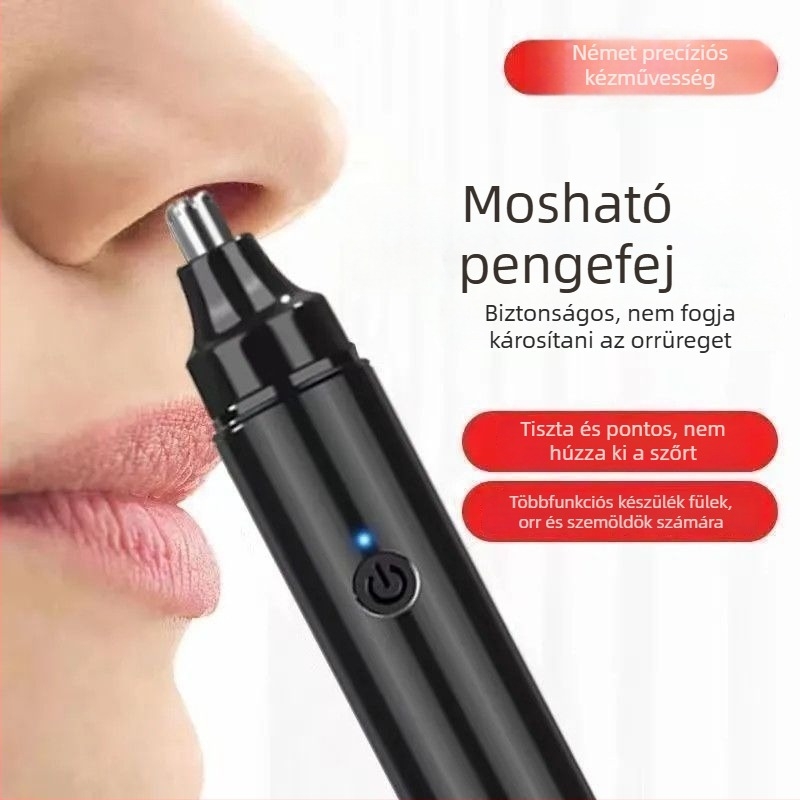 Orrszőrzet-trimmer, műanyag test, hálózati tápegység, nem mosható, akkumulátor nélkül