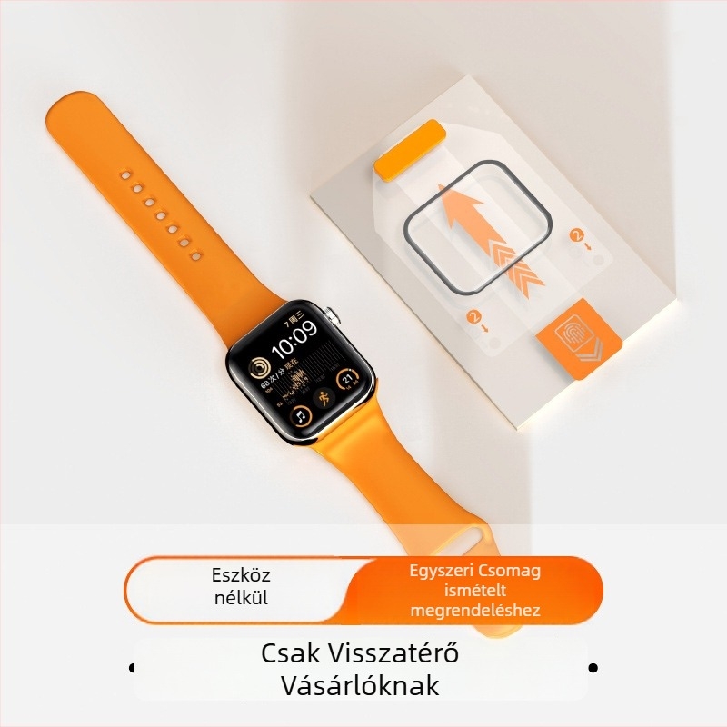 Apple Watch Ultra 49mm edzett üveg kijelzővédő, teljes lefedettség, pormentes, gyors felhelyezés