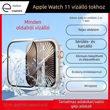 Apple Watch Series 11 Védőtok – vízálló, integrált teljes lefedésű fóliával, PC+üveg, 9H