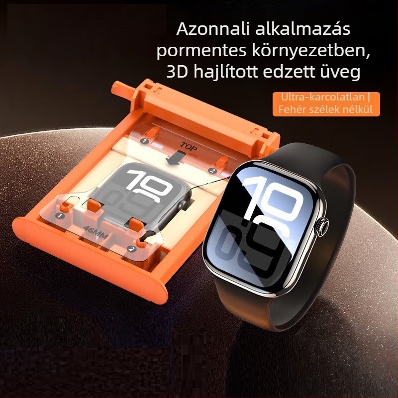Ívelt edzett üveg kijelzővédő Apple Watch-hoz — teljes ragasztás, HD tisztaság, porálló, ujjlenyomat-mentes, ütésálló