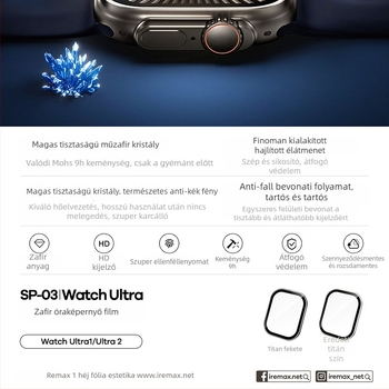 REMAX RuiLiang szafírszemű óra kijelzővédő fólia SP-03, Mohs-keménység 9, kékfény elleni védelem, vákuum bevonat