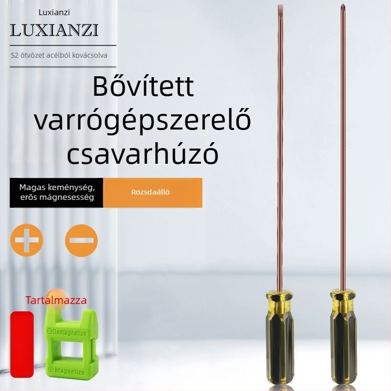 Varrógép csavarhúzó készlet: lapos- és Philips fej, mágneses hosszabbító rúd, számítógép javításához