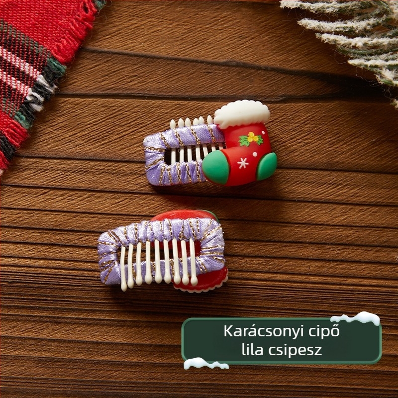 Kézzel készített aranyos kisállat fejfedő klips macskáknak – karácsonyi és újévi díszítésre, Maltéz stílusban