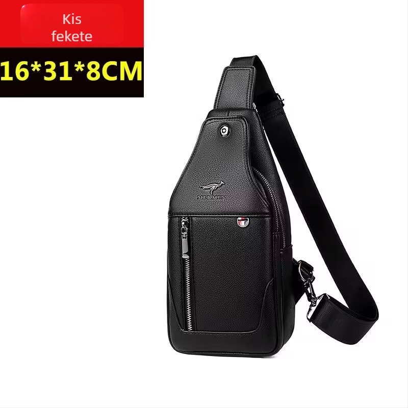 Férfi mellkas táska, crossbody, vízálló PU anyag, városi egyszerű stílus, poliészter bélés, 9 hüvelykes laptophoz
