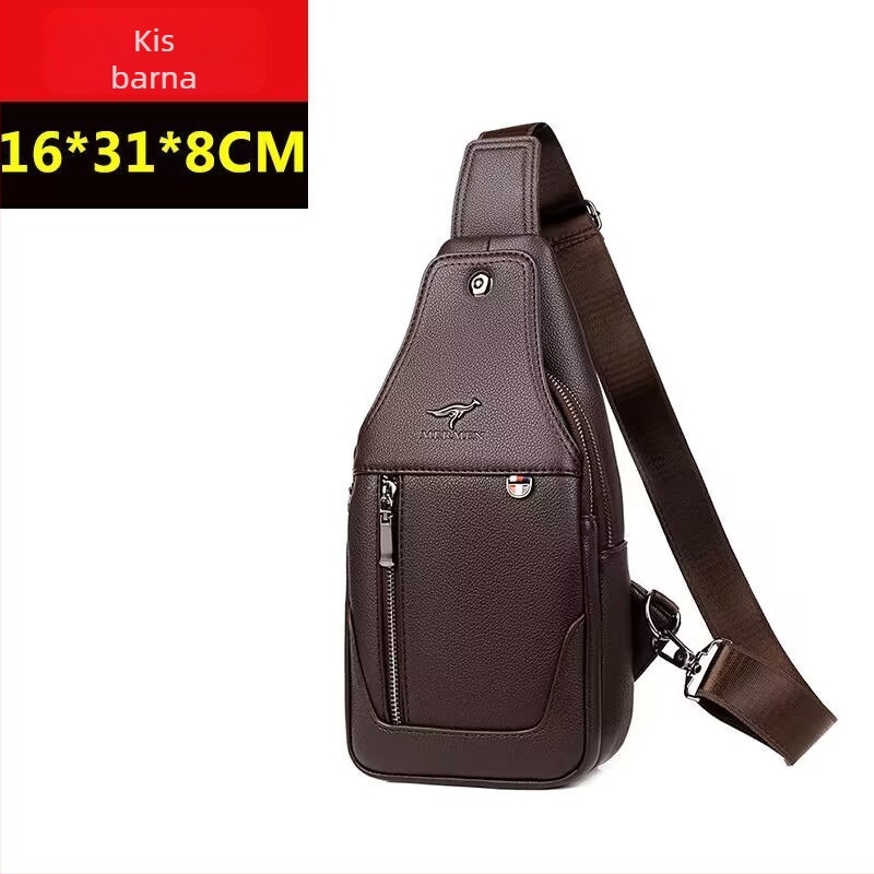 Férfi mellkas táska, crossbody, vízálló PU anyag, városi egyszerű stílus, poliészter bélés, 9 hüvelykes laptophoz