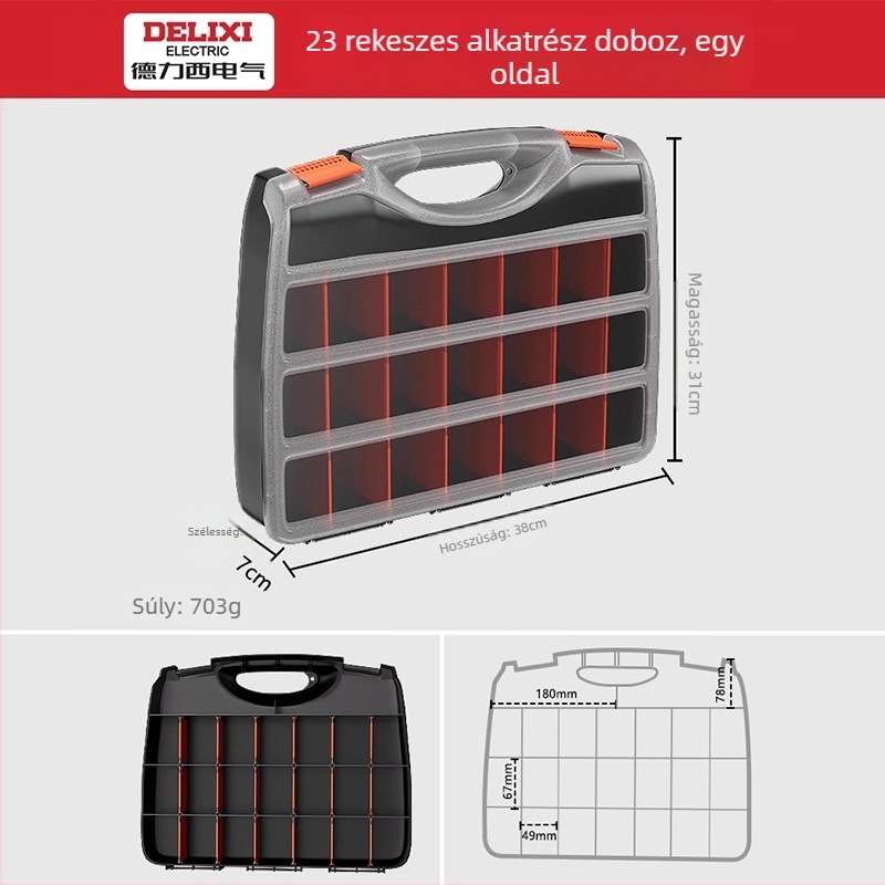 Áthelyezhető alkatrész doboz – DELIXI ELECTRIC Assembly Parts Box Series, többfunkciós szerszám- és hardvertároló elektronikai alkatrészekhez