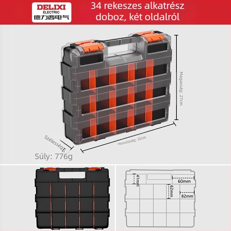 Áthelyezhető alkatrész doboz – DELIXI ELECTRIC Assembly Parts Box Series, többfunkciós szerszám- és hardvertároló elektronikai alkatrészekhez