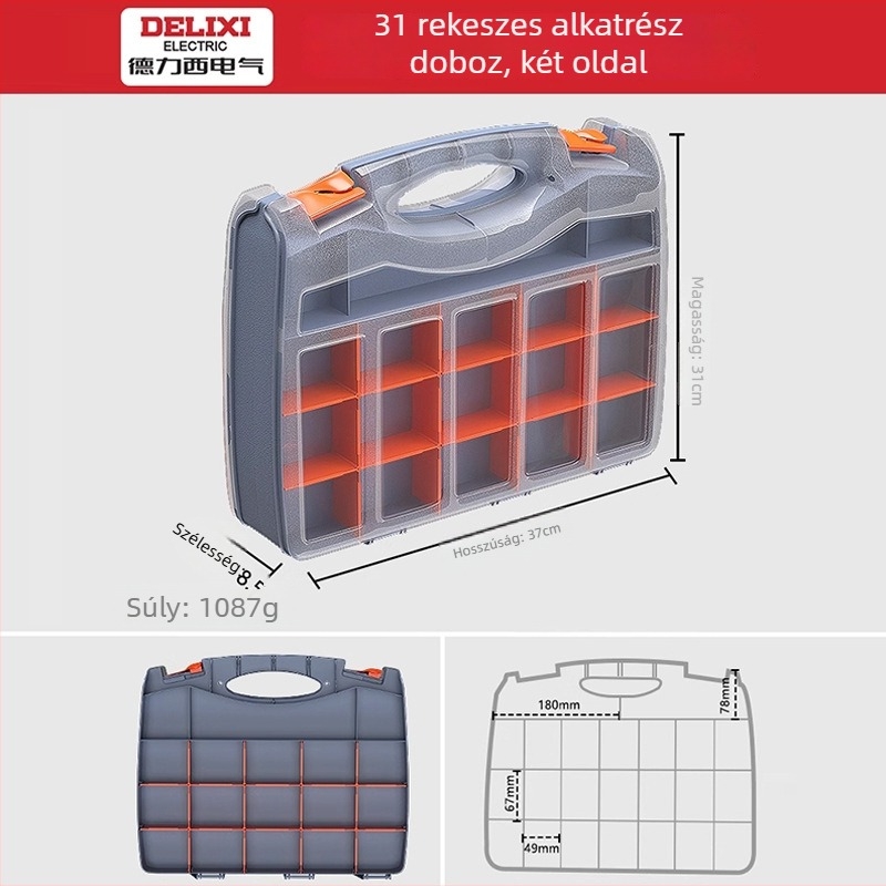Áthelyezhető alkatrész doboz – DELIXI ELECTRIC Assembly Parts Box Series, többfunkciós szerszám- és hardvertároló elektronikai alkatrészekhez