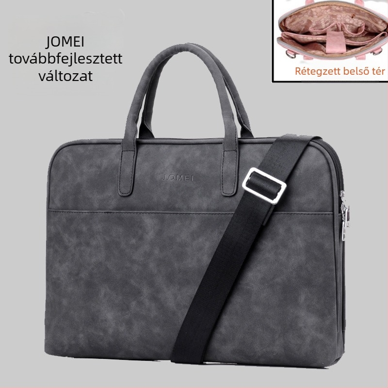 Válltáska 16 hüvelykes laptophoz, PU anyag, belső iPad zseb, vízálló, kopásálló, ütésálló, városi minimalist design