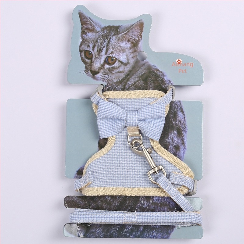 Macska hám masnival – kockás mintázat, PP anyag, mellkasöv