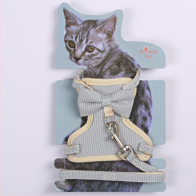 Macska hám masnival – kockás mintázat, PP anyag, mellkasöv