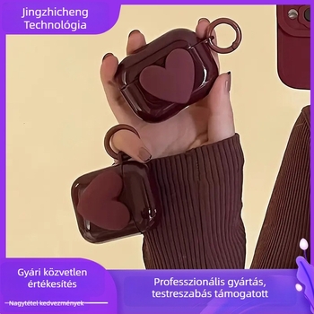 AirPods Pro 2 védőtok — szív mintás, TPU anyag, imprint technika, hordozható puha burkolat, Modell A2