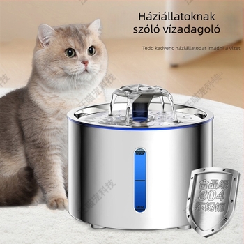 Rozsdamentes acélból készült háziállatok vízforrás szűrővel, leválasztható, macskáknak és kutyáknak, alkalmazás nélkül