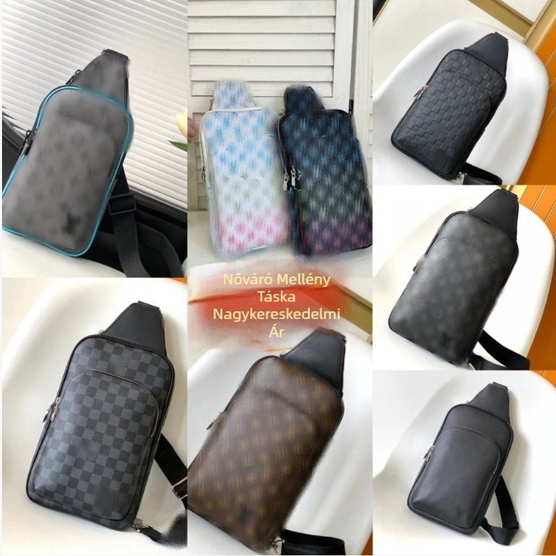 Férfi mellkas táska, valódi bőr, vízálló, kompatibil 8 hüvelykes laptophoz, vászon bélés, betűs minta