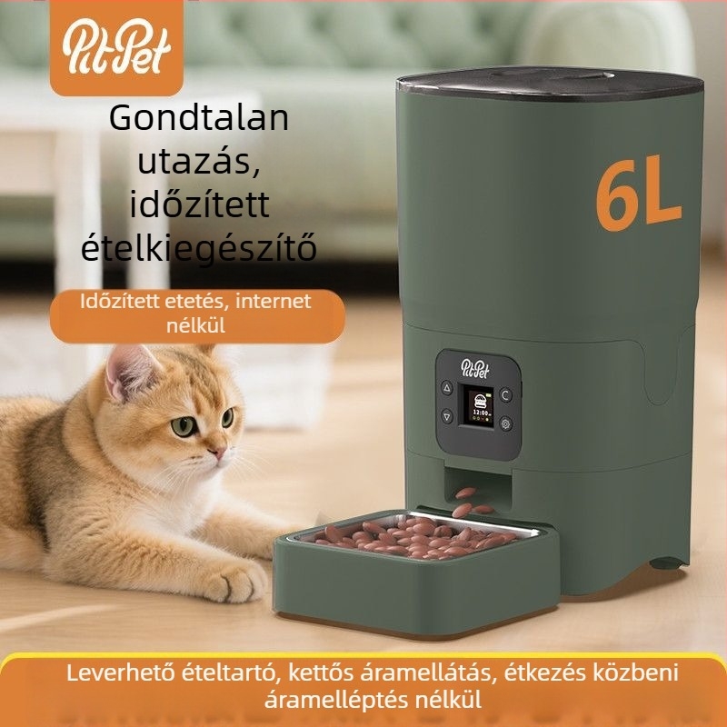 Automatikus macska- és kutya etető időzítővel, önálló működés hálózat nélkül, alkalmazás nélkül