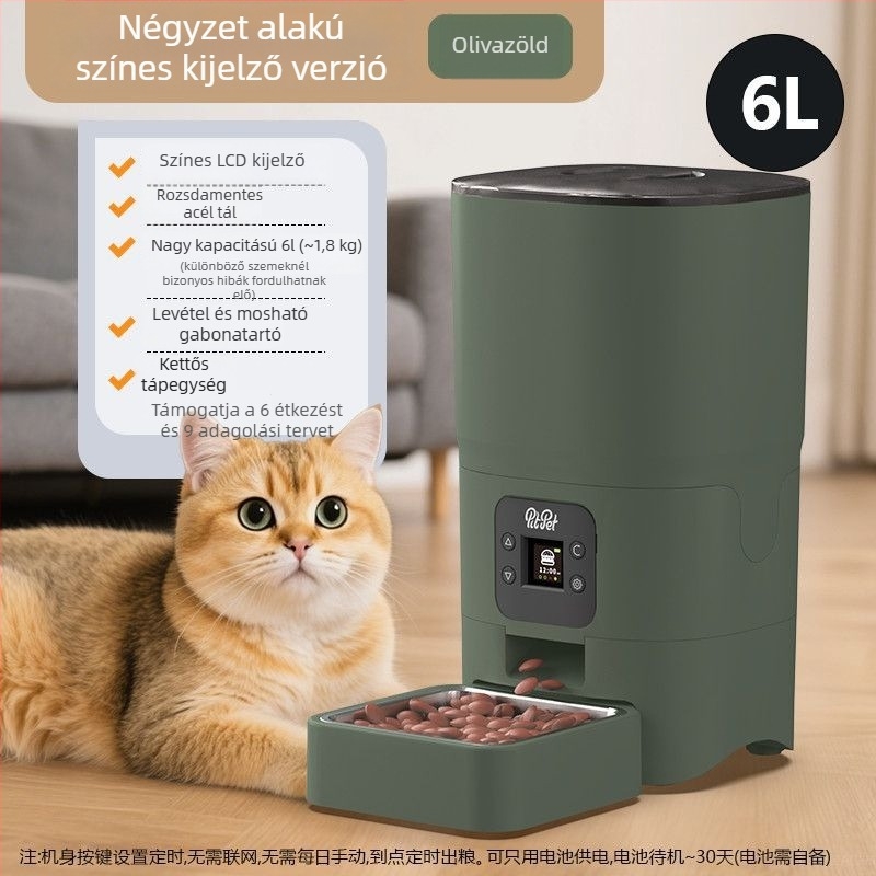 Automatikus macska- és kutya etető időzítővel, önálló működés hálózat nélkül, alkalmazás nélkül