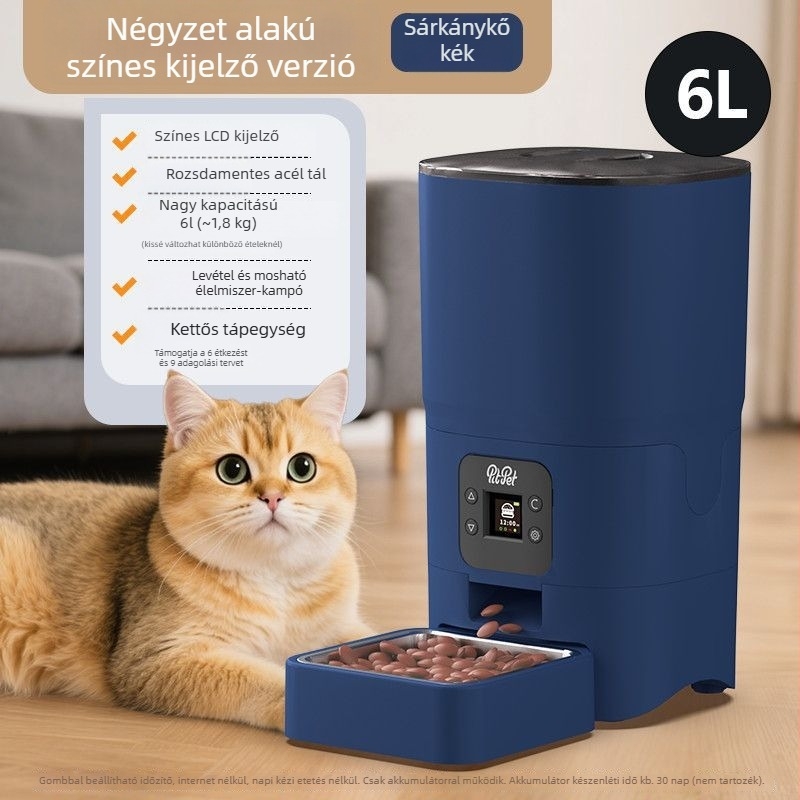 Automatikus macska- és kutya etető időzítővel, önálló működés hálózat nélkül, alkalmazás nélkül