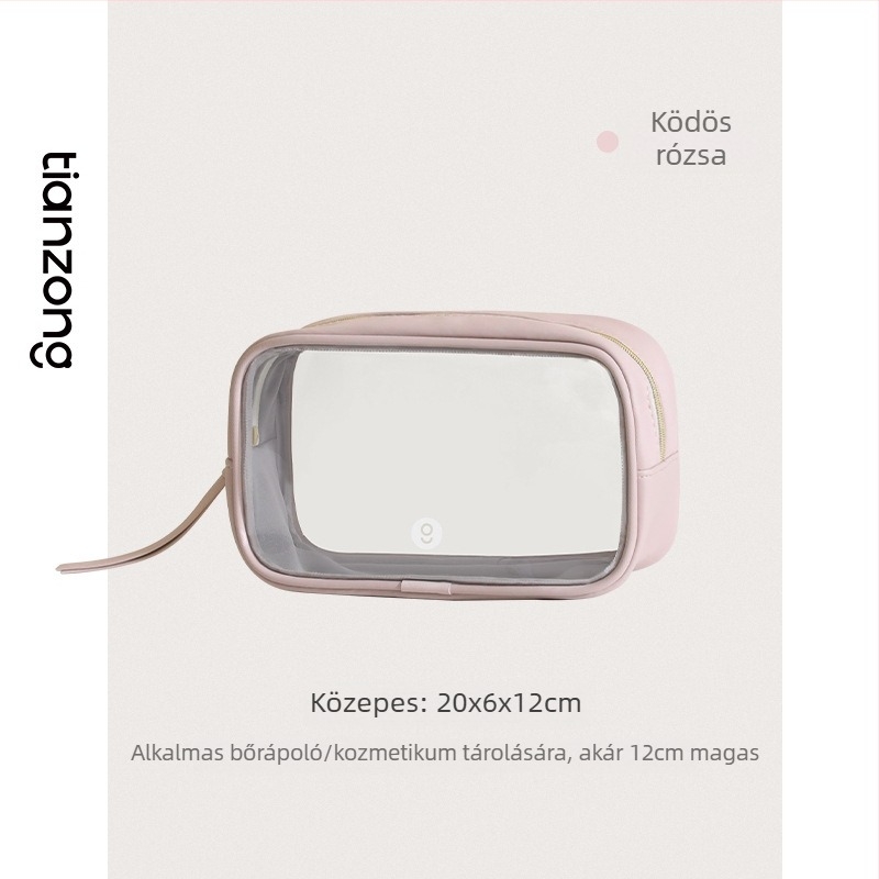 PU anyagú kozmetikai táska, kocka alakú, átlátszó, vízálló, utazáshoz, multifunkcionális