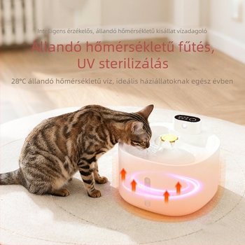 Intelligens vízadagoló háziállatok számára állandó hőmérsékletű fűtéssel és sterilizálással, szenzoros macskáknak