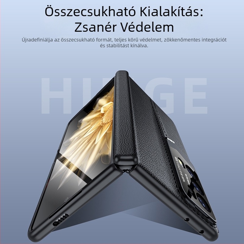 Honor MagicV2 teljes bőrtok, integrált objektív-tartóval és zsanérvédővel