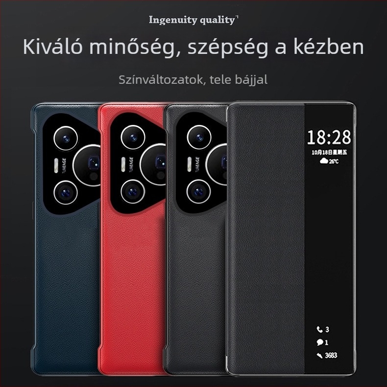 Huawei számára bőr flip tok – műbőr, injekciós formázás, anti-esés, anti-csúszás, üzleti stílus
