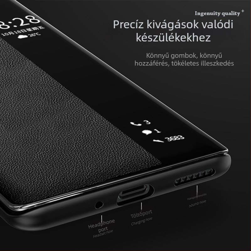 Huawei számára bőr flip tok – műbőr, injekciós formázás, anti-esés, anti-csúszás, üzleti stílus