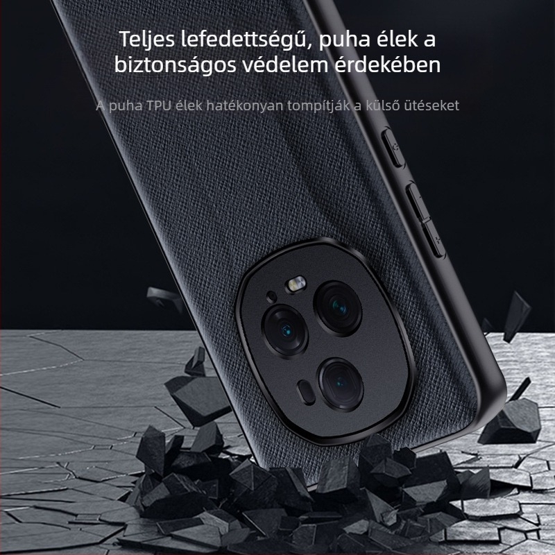 Honor Magic5 Ultimate Edition védőtok kereszt mintával, ütésálló, ultra vékony bőr tok