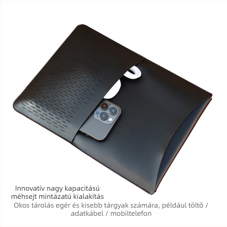 MacBook Pro/Air belső táska — műbőr, liner bag, Kapok bay