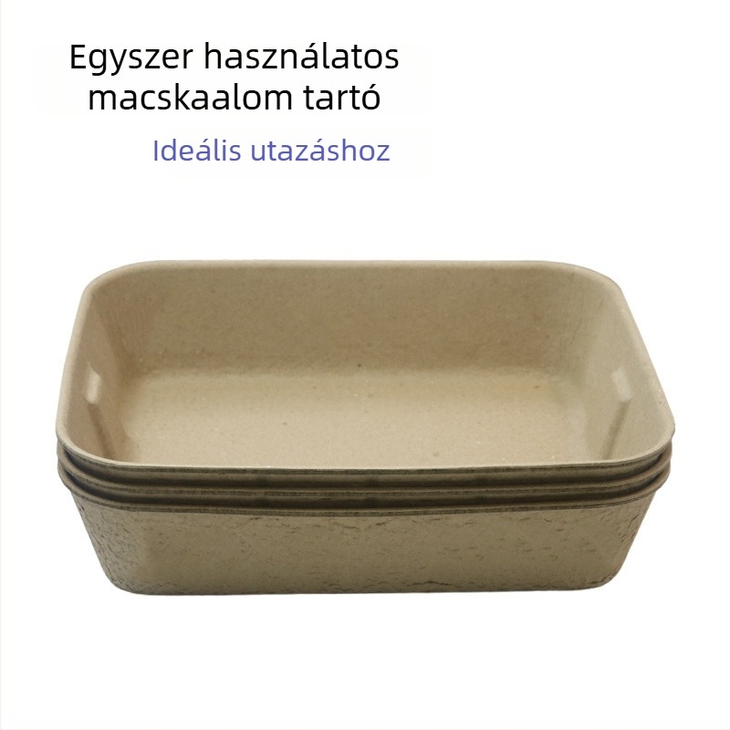 Egyszer használható macskaalomtál, szivárgásbiztos, biológiailag lebomló cellulózból, hordozható és utazáshoz ideális