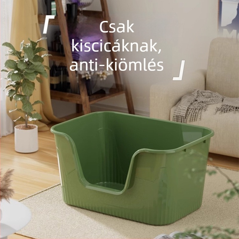 Nyitott macska toalett tál anti-fröccsölő szőnyeggel, PP anyag