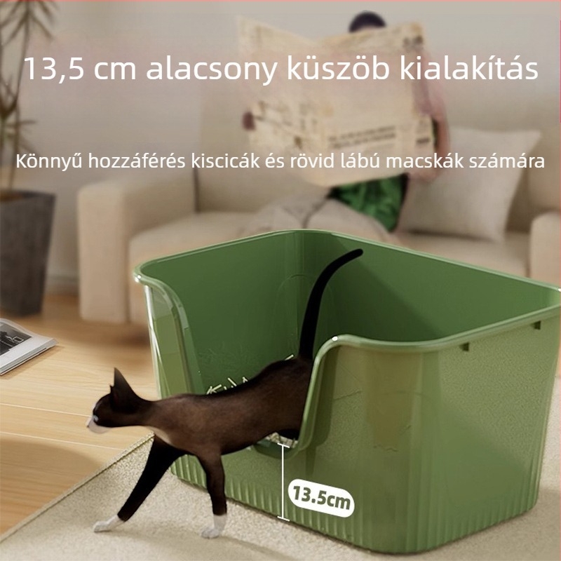 Nyitott macska toalett tál anti-fröccsölő szőnyeggel, PP anyag